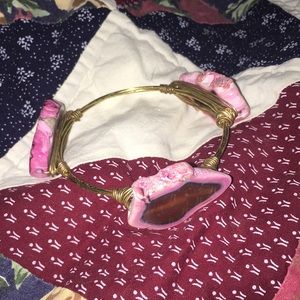 Beautiful pink agate stone wire bracelet